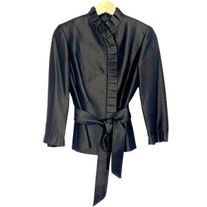 Antonio Melani Ruffled Tie Waist Blazer Jacket Green Sz 2